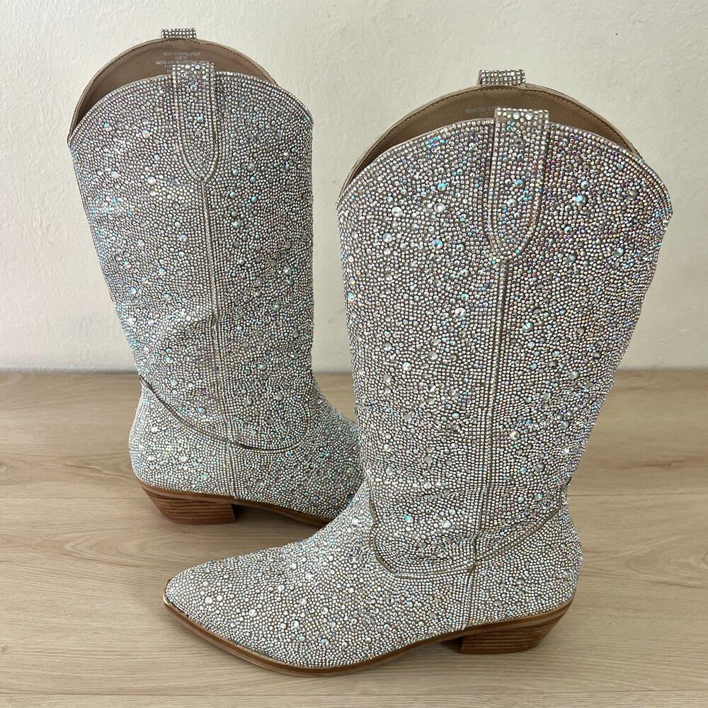 Madden Girl Redford Rhinestone Western Boots Med Width Women's 11 / Men's 9.5-10